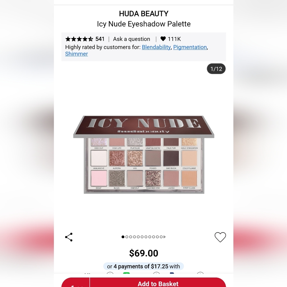 Huda Beauty icy nude eye shadow palette ( Brand new) - Picture 5 of 5